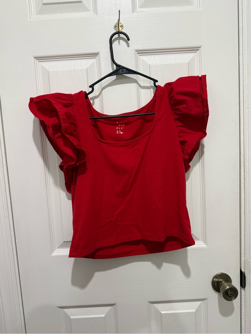 a new day Red Flutter Sleeve Crop Top